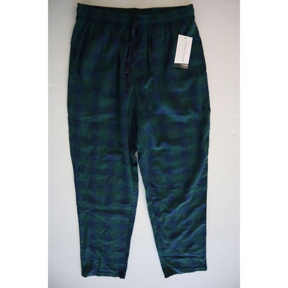 Perry Ellis Portfolio Men's Sz M June Bug Blue/Green Plaid Flannel Pajama Pants - Picture 1 of 7